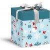 MFP vianočná darčeková krabica s vekom, rozmer 12x12x15cm, svetlomodrá s potlačou