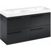 Laufen Ardo Skříňka s dvojumyvadlem 120 cm, černá mat, madlo černá mat ARDO120CMC 1 set