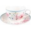Porcelánová šálka v provensálskom štýle s kvetinovým vzorom a podšálkou C Clayre & Eef