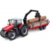Bburago Farm Traktor Massey FERGUSSON 8740S Tractor con remolque de troncos 1:50 (BB18-31659)