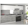 Kuchynská linka Belini 240 cm biely mat / šedý antracit Glamour Wood s pracovnou doskou Uniqa3 Výrobca TOR UNIQA3/3/WT/WTGW1/0/E