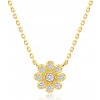 Šperky eshop Zlatý náhrdelník v žltom zlate - kvet zdobený okrúhlymi zirkónmi S5GG261.41