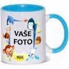 FOTOpošta hrnček s fotkou farebný rámik ZVIERATKÁ 1 MODRÝ 350 ml