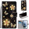Knižkové puzdro Trendy Cross case Zlaté kvety – Samsung Galaxy S21 FE