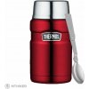 Thermos termoska na jedlo s izolovanou šálkou a skladacou lyžicou, červená