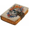 Leather Journals Ručně vyráběný papírový kožený zápisník Lebka Dia de los Muertos