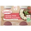 BABYBIO Jablko, banán a jahody s mätou 2 x 130 g