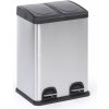 Kôš na triedený odpad, 2x 20 l, nerez, nášľapný