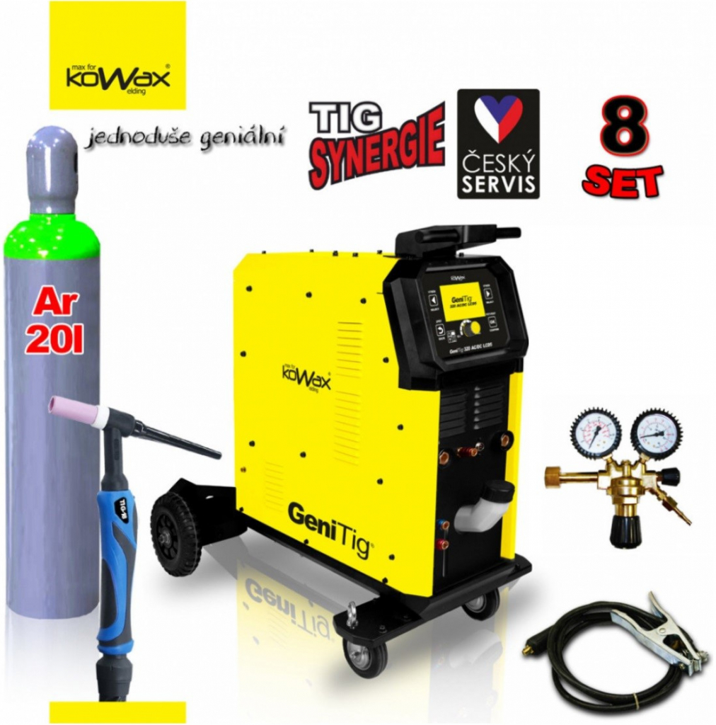 Kowax GeniTig 320 AC/DC LCD5 TIG/MMA + horák TIG18 + podvozok + chladič + redukčný ventil + argónová fľaša KWXSTGT320ACDC_S08