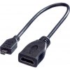 Roline HDMI prepojovací kábel Zásuvka HDMI-A, Zástrčka HDMI Micro-D 0.22 m čierna 11.04.5584 tienený HDMI kábel; 11.04.5584