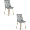 Set dvoch jedálenských stoličiek LIBRA zamatové, svetlosivé / hnedé nohy (2 ks)