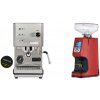 Profitec GO, brushed stainless steel + Eureka Atom 60, ferrari red