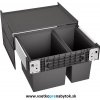 Výsuvný smetný kôš SELECT II 60/2, šírka 600 mm (objem nádob 1 x 19L, 1 x 30 L)