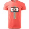 Retro kazeta - pruhy - Klasické pánske tričko vyššej gramáže - 4XL ( Korálová )