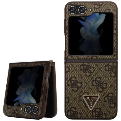 Guess 4G PU Leather Triangle Samsung Galaxy Z Flip 5 Hnedé