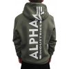 Alpha Industries Back Print Hoody pánska mikina dark olive Farba: zelená, Veľkosť: 3XL