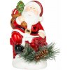 MagicHome Vianoce Dekorácia MagicHome Vianoce, Santa s čečinou, LED, terakota, 10x8,2x13,7 cm