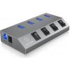 ICY BOX IB-HUB1405 4 Port USB 3.0 Hub and charger - Silver 60153