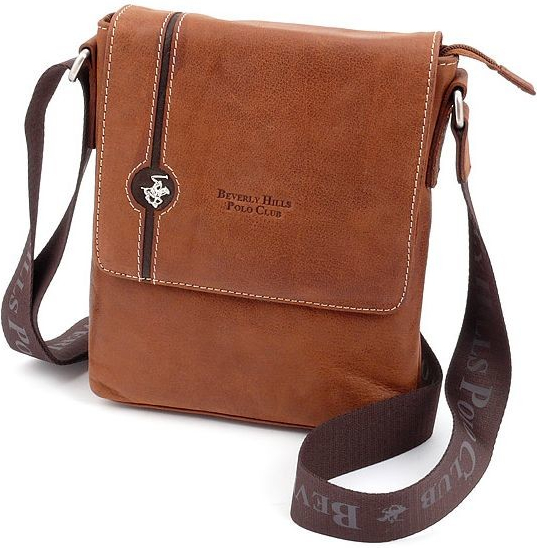 Beverly Hills Polo Club taška crossbody kožená BHPC Explore M tabaková 2 L