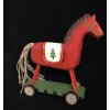 Drevený koník na kolieskach červená 16 cm - menší