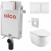 Alcadrain Set modul na stenu, WC Urban City, sedadlo s tlačidlom nerezová oceľ/biela FUN-WHITE KAE005