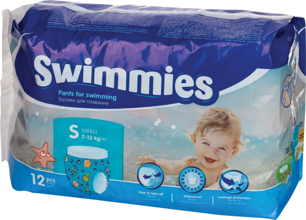 Swimmies Small plienky do vody S = 7-13 kg 12 ks