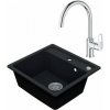Drezový set Grohe 1/O - Granitový drez 530x500 mm, tmavý grafit matný + Drezová batéria Grohe Bau Loop
