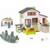 Set domček Priateľov s predzáhradkou a obojstranná hojdačka Friends House Life Smoby rozšíriteľný s kuchynkou a stôl na vodu a piesok s krytom