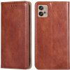 Peňaženkové kožené puzdro GLOSS OIL na Motorola Moto G32 - Hnedá