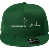 Jesus Saved My Life kríž ekg - Šiltovka s rovným šiltom a plastovou sponou - Univerzálna veľkosť ( Fľaškovozelená )
