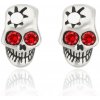 Sam's Artisans Náušnice Broken Skull Bone Red chirurgická oceľ INM044 +Darčeková krabička zdarma +Silikónová ochranná zarážka zdarma