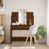vidaXL Toaletný stolík s LED svetlami hnedý dub 96x40x142 cm 837899