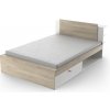 Wilsondo Manželská posteľ s úložným priestorom Teya 140x190/200 - biela/dub