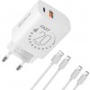 OBAL:ME Cestovná Nabíjačka USB-A + USB-C 20W + 2x kábel 1m White 8596311273469