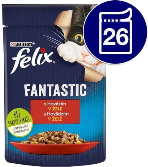Felix Fantastic s hovädzím v želé 26 x 85 g