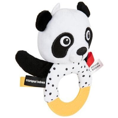 Canpol Babies Senzorická hračka PANDA s hryzátkom a hrkálkou BabiesBoo