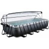 Bazén s krytom a pieskovou filtráciou Black Leather pool Exit Toys oceľová konštrukcia 540*250*100 cm čierny od 6 rokov