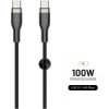 Krátky nabíjací a dátový opletený kábel FIXED s konektormi USB-C/USB-C a podporou PD, 0.5m, USB 2.0, FIXDB-CC05-BK