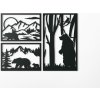 drevko 3-dielny obraz Medvedí triptych Rozmer obrazu: 49 x 65 cm, Zvoliť dekor: Čierna