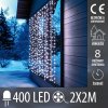 Vianočná led svetelná záclona vonkajšia - DOT LED - programy, časovač - 400led - 2x2m - studená biela