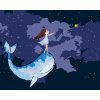 ZUTY Maľovanie podľa čísel DIEVČA S VEĽRYBOU NA NOČNEJ OBLOHE Rámovanie vypnuté plátno na rám Rozmer 80 x 100 cm
