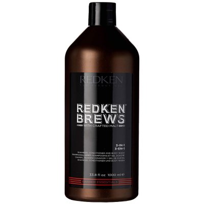 Redken Brews 3 In 1 3v1 šampón kondicionér a sprchový gél 1000 ml