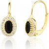 JVD SVLE3363XJ6GB00 - Pozlátené strieborné náušnice s čiernym kameňom a zirkónmi