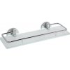 Sapho X-ROUND E polička sklenená s výklopnou hrazdou 300x130mm, mliečne sklo, chróm XR607