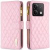 Peňaženkové kožené puzdro Diamond Zipper na Xiaomi Redmi Note 13 - Ružová