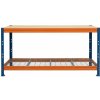 Majster Regál Pracovný stôl BULLRACK RIVET PRO 100x180x60 DTD drevotrieska 2 úrovne modro-oranžová, Modrá/Oranžová