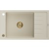 Mexen Elias, granitový drez granitový 795x480x200 mm, 1-komorový, béžová so zlatým sifónom, 6511791005-69-G