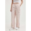 Bavlnené nohavice Calvin Klein Jeans ružová farba, rovné, vysoký pás, J20J223116 L