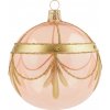 Bella Rose Sklenená vianočná ozdoba Guľa Ružová Lesk 2