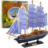LEAN Toys Zberateľský model dekoratívnej plachetnice bielej a modrej farby 33x31cm